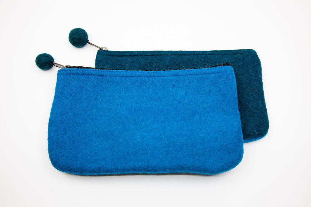 Two-Tone Medium Felt Zip Pouch