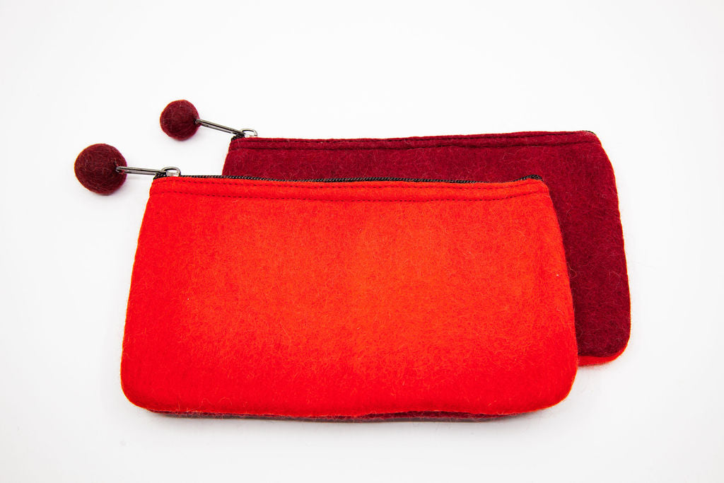 Two-Tone Medium Felt Zip Pouch