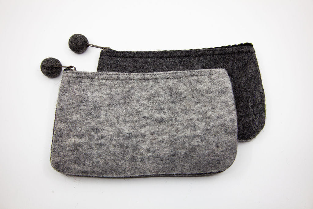 Two-Tone Medium Felt Zip Pouch