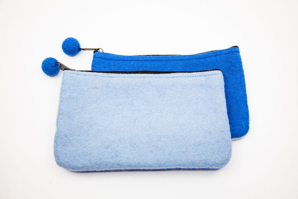 Two-Tone Medium Felt Zip Pouch