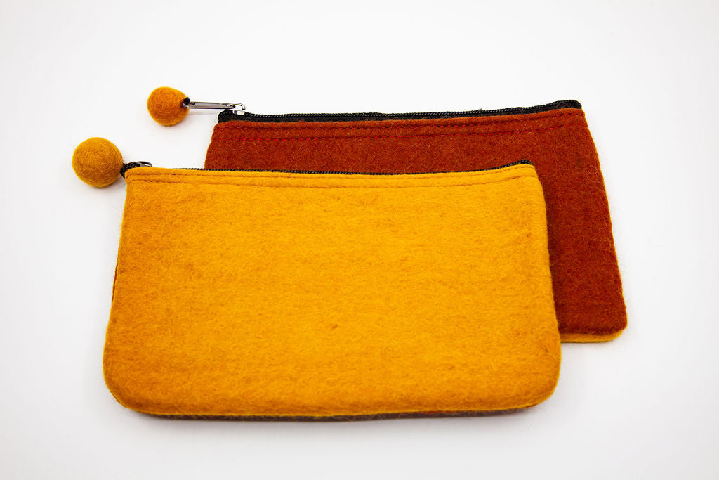 Two-Tone Medium Felt Zip Pouch