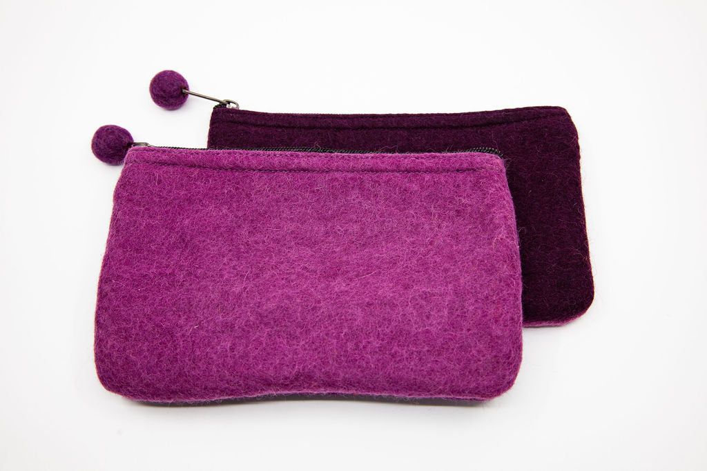 Two-Tone Medium Felt Zip Pouch