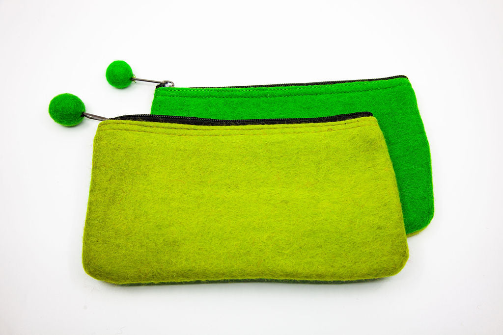 Two-Tone Medium Felt Zip Pouch