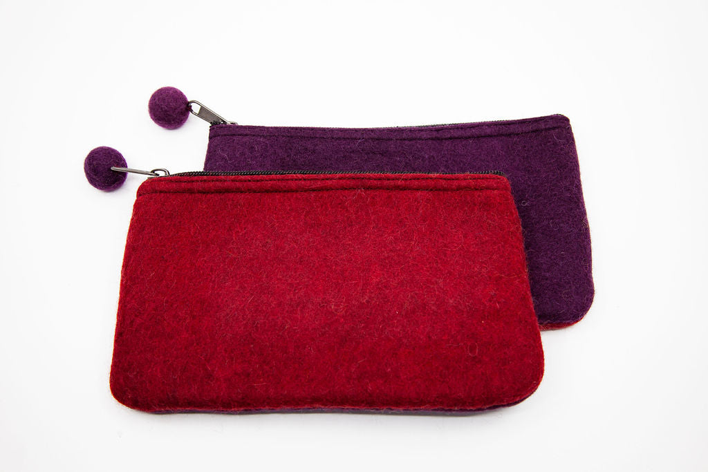Two-Tone Medium Felt Zip Pouch