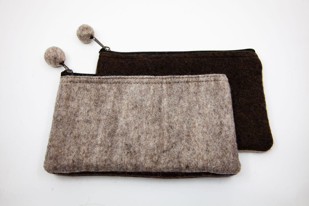 Two-Tone Medium Felt Zip Pouch