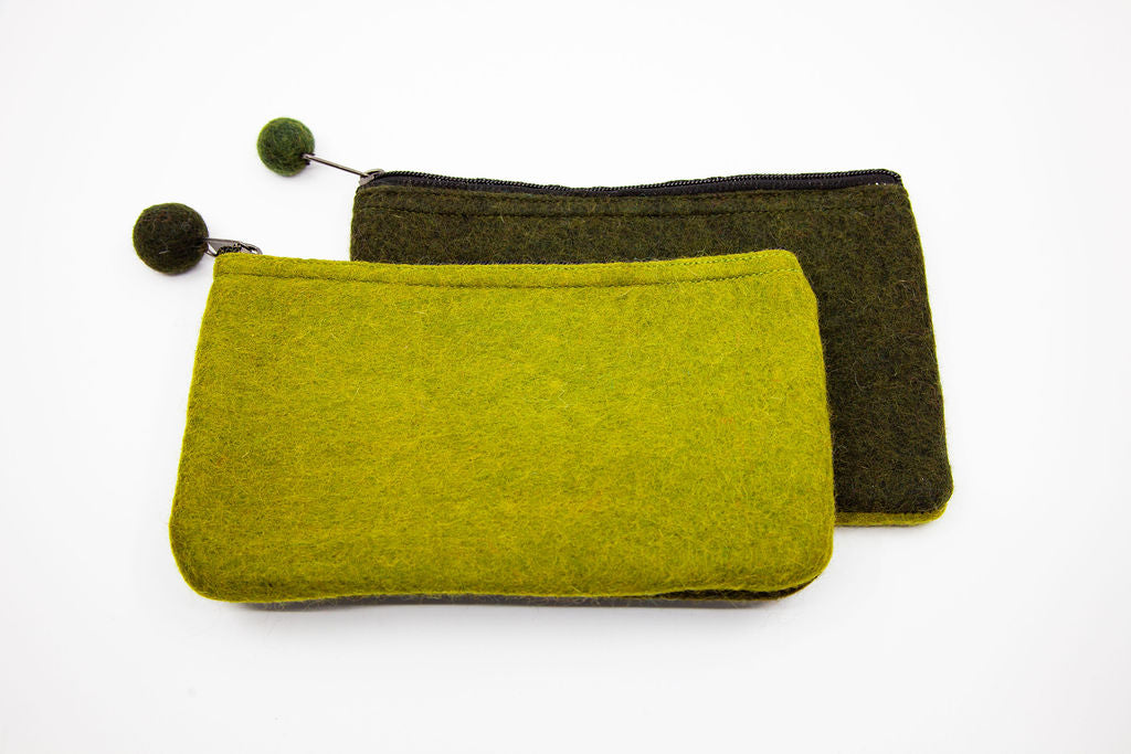 Two-Tone Medium Felt Zip Pouch