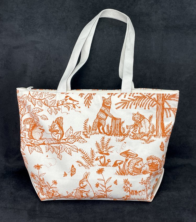 Woodland Zipper Tote (orange)