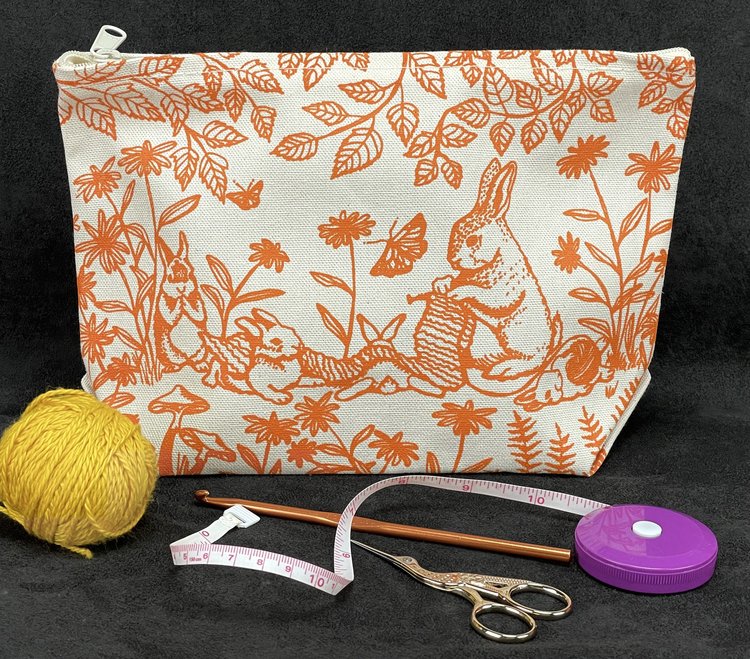 Bunnies Large Zip Pouch (orange)