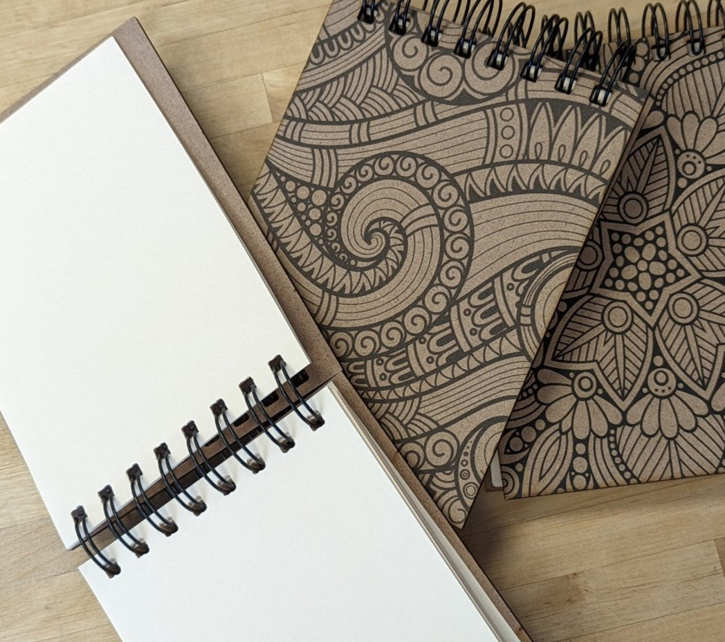 Wood Cover Mandala Notebooks